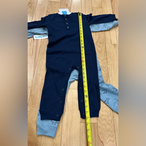 NWT Carter’s 2-pack Blue Pants Romper with Dinosaurs - Baby Boy Size 24 Months - Picture 5 of 6